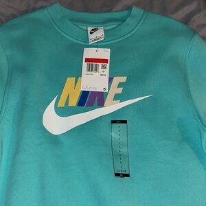 Nike Kids Teal Sweatshirt with Colorful Logo